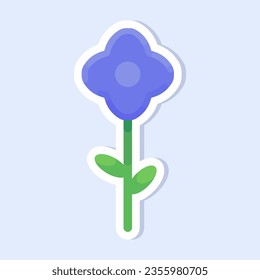 Ilustración vectorial de una bonita flor azul. Sencillas flores coloridas y lindas para los niños.