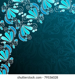 Vector illustration of cute blue flowers background