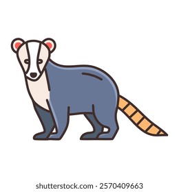 Vector illustration of cute blue honey badger.