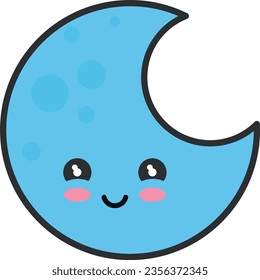 Vector illustration of a cute blue moon.