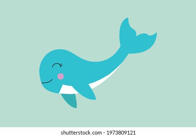 Vector illustration. Cute blue whale. Can be used for children's clothing print, for children's room.