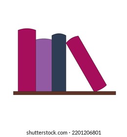 vector illustration of a cute bookshelf, back to school. Vector stationery in flat style.