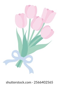 Vector illustration of a cute bouquet of tulips