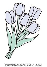 Vector illustration of a cute bouquet of tulips
