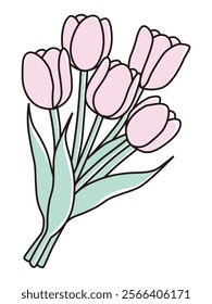 Vector illustration of a cute bouquet of tulips