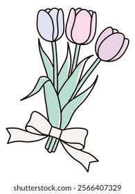 Vector illustration of a cute bouquet of tulips