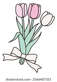 Vector illustration of a cute bouquet of tulips