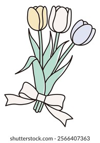 Vector illustration of a cute bouquet of tulips