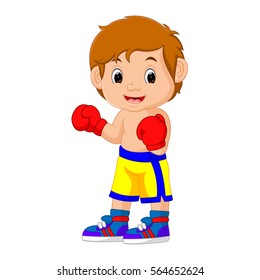 Vector Illustration Cute Boy Boxing Stock Vector (Royalty Free ...