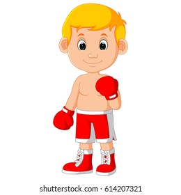 vector illustration of cute boy boxing cartoon