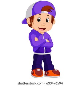 vector illustration of Cute boy cartoon good posing