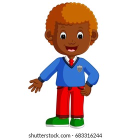 vector illustration of Cute boy cartoon good posing