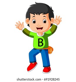 vector illustration of Cute boy cartoon good posing