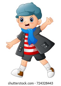 Vector illustration of Cute boy cartoon posing