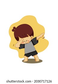 vector illustration with cute boy in a children's style, Cool vector hipster man character, Funny Dabbing cute boy cartoon.