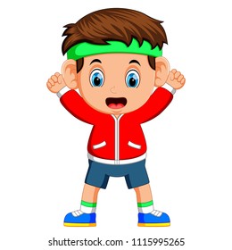 vector illustration of cute boy good posing