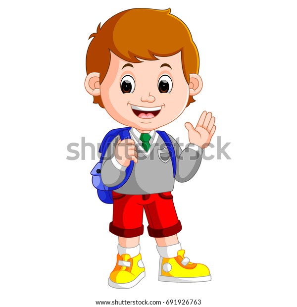 Vector Illustration Cute Boy On His Stock Vector (Royalty Free ...