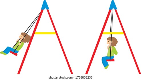 Vector Illustration of  a Cute Boy Playing On Swing