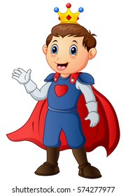 Ilustração vetorial do menino bonito com traje de príncipe