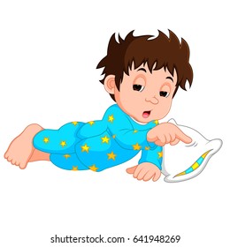 vector illustration of cute boy sleepy