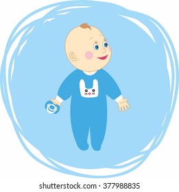 vector illustration of a cute boy in sliders 
