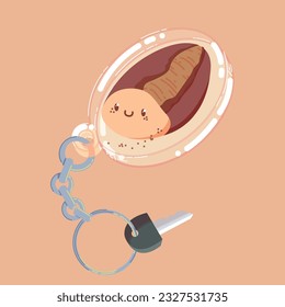 vector illustration of a cute bread-shaped keychain