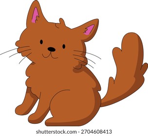 Ilustração vetorial de gato marrom bonito, animal de estimação macio,