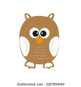 vector, illustration of a cute brown owl on a white background