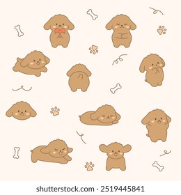 Vector illustration of cute brown puppies.