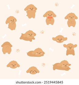 Vector illustration of cute brown puppies.