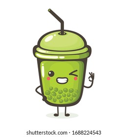 vector illustration of cute bubble tea mascot or character