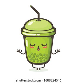 vector illustration of cute bubble tea mascot or character