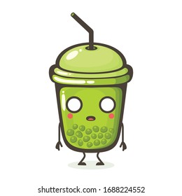 vector illustration of cute bubble tea mascot or character