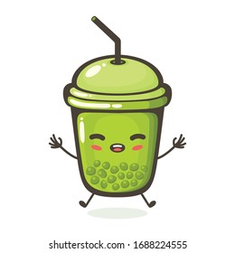 vector illustration of cute bubble tea mascot or character