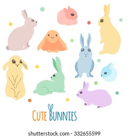 Vector illustration with cute bunnies