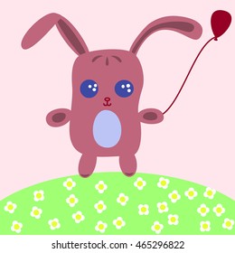 Vector illustration of a cute bunny with balloon