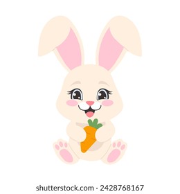 Vector illustration with cute bunny with carrot for Easter