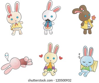 Vector illustration of cute  bunny doll is character