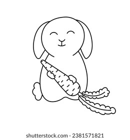 Vector illustration of a cute bunny in doodle style. Isolated on white background
