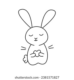 Vector illustration of a cute bunny in doodle style. Isolated on white background