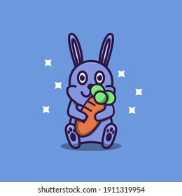vector illustration of cute bunny like carrots. flat design illustration