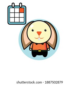 Vector illustration of cute bunny looking at date design