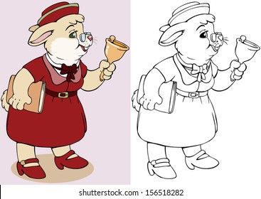 Vector illustration, cute bunny teacher, cartoon concept.