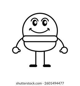 A vector illustration of a cute burger character with arms