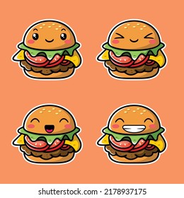 vector illustration of cute burger emoji