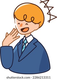 Vector illustration of a cute businessman_man smiling and talking
