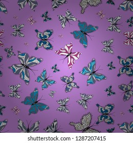 Vector illustration. Cute butterflies on white, black and neutral. Seamless background of colorful butterflies. Nice background for wrappers and wallpaper, design of fabric, paper.