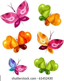 vector illustration of a cute butterfly set