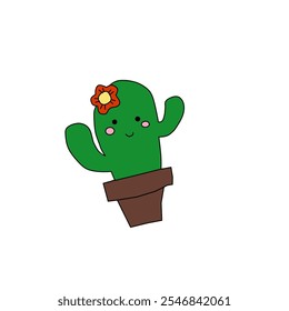 Vector illustration of cute cactus characters suitable for children's books