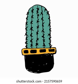Vector illustration of cute cactus doodles in pots
